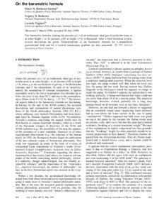 On the barometric formula Ma´rio N. Berberan-Santosa) Centro de Quı´mica-Fı´sica Molecular, Instituto Superior Te´cnico, P-1096 Lisboa Codex, Portugal