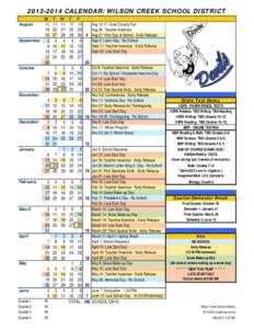 [removed]CALENDAR: WILSON CREEK SCHOOL DISTRICT August September  M