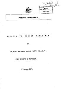ADDRESS TO INDIAN PARLIAMENT BY THE RIGHT HONOURABLE MALCOLM FRASER, CH MP, PRIME MINISTER OF AUSTRALIA, 29 JANUARY 1979