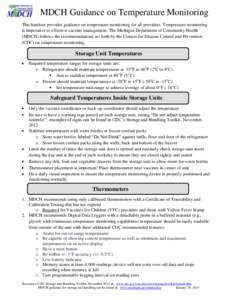 MDCH Guidance on Temperature Monitoring