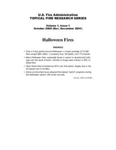 U.S. Fire Administration  TOPICAL FIRE RESEARCH SERIES Volume 1, Issue 1