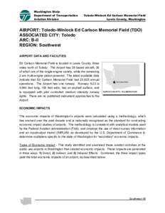 Washington State Department of Transportation Aviation Division Toledo-Winlock Ed Carlson Memorial Field Lewis County, Washington