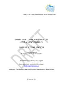 Draft Ergp common position on cost allocation rules