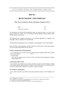 STATUTORY RULES OF NORTHERN IRELANDNo. ROAD TRAFFIC AND VEHICLES The Taxis (Lisburn) Order (Northern IrelandMade