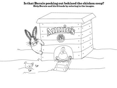 Is that Bernie peeking out behined the chicken coop? Help Bernie and his friends by coloring in the images. Circle the animals that live on a farm.  Whale