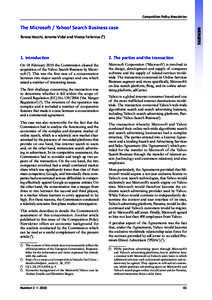 Competition Policy Newsletter  MERGERS The Microsoft / Yahoo! Search Business case Teresa Vecchi, Jerome Vidal and Viveca Fallenius (1)