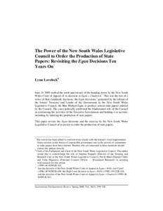 Members of the New South Wales Legislative Council / Political philosophy / Michael Egan / Parliament of Singapore / Parliamentary privilege / Cabinet / Privy Council of the United Kingdom / Hansard / Parliament of the United Kingdom / Westminster system / Government / Politics