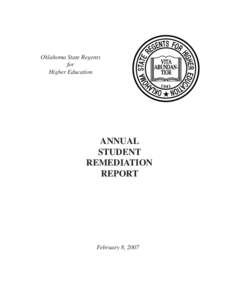 Oklahoma State Regents for Higher Education ANNUAL STUDENT