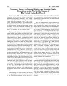 1272  DCA Advance Edition Summary Report to General Conference from the Study Committee on the Worldwide Nature of