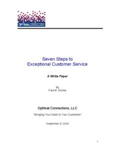 Seven Steps to Exceptional Customer Service A White Paper