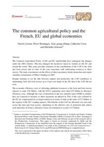 The common agricultural policy and the French economy