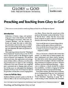 Introducing the New Hymnal  Glory to God the presbyterian hymnal