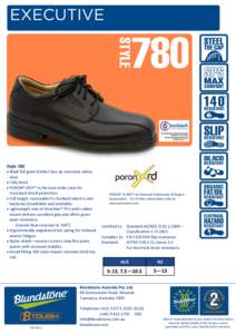 Style 780  Black full grain leather lace up executive safety shoe  Fully lined  PORON® XRD™ in the heel strike zone for