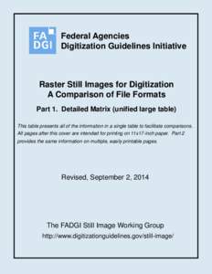 Federal Agencies Digitization Guidelines Initiative Raster Still Images for Digitization A Comparison of File Formats Part 1. Detailed Matrix (unified large table)