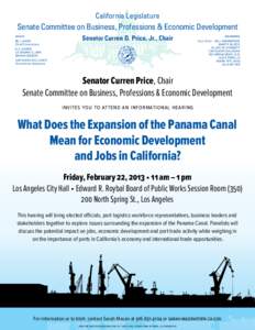 California Legislature  Senate Committee on Business, Professions & Economic Development STAFF BILL GAGE Chief Consultant