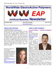 WW-EAP Newsletter, Vol. 6, No. 2, December[removed]WorldWide ElectroActive Polymers