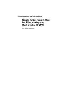 CCPR: Report of the 15th meeting (1999)