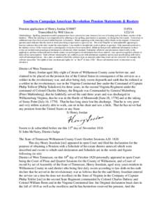 Southern Campaign American Revolution Pension Statements & Rosters Pension application of Henry Jordan S38887 Transcribed by Will Graves f14VA[removed]