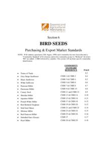 NACMA BIRD SEED STANDARDS