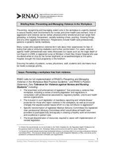 Microsoft Word - Briefing note workplace violence  Final 2009.doc