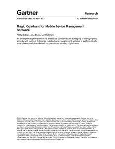 Gartner Report: Magic Quadrant for Mobile Device Management Software