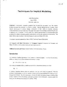 la -/ Techniques for lmplicit Modeling Jules Bloomenthal Xerox PARC Palo Alto, California