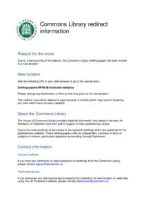 Commons Library redirect information Reason for the move Due to a restructuring of the website, this Commons Library briefing paper has been moved to a new location.