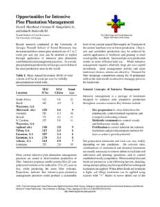 Opportunities for Intensive Pine Plantation Management David J. Moorhead, Coleman W. Dangerfield, Jr., and Julian R. Beckwith, III Warnell School of Forest Resources The University of Georgia