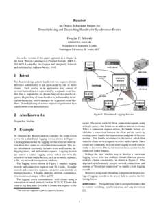 Reactor An Object Behavioral Pattern for Demultiplexing and Dispatching Handles for Synchronous Events Douglas C. Schmidt [removed] Department of Computer Science