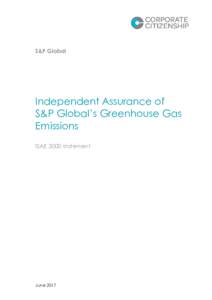 S&P Global  Independent Assurance of S&P Global’s Greenhouse Gas Emissions ISAE 3000 statement