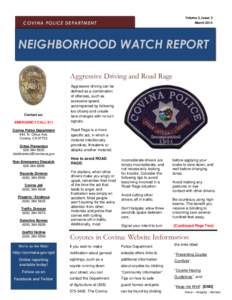 Volume 3, Issue 3 March 2014 COVINA POLICE DEPARTMENT  NEIGHBORHOOD WATCH REPORT