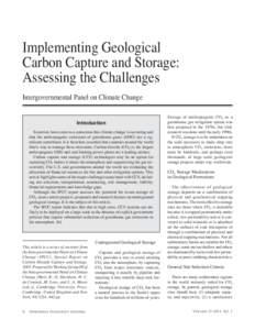 Implementing Geological Carbon Capture and Storage: Assessing the Challenges Intergovernmental Panel on Climate Change  Introduction