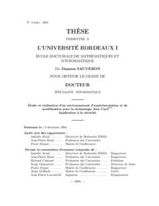 No d’ordre : 2930  THÈSE PRÉSENTÉE À  L’UNIVERSITÉ BORDEAUX I