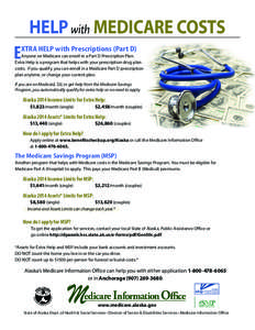 HELP with MEDICARE COSTS E XTRA HELP with Prescriptions (Part D)  Anyone on Medicare can enroll in a Part D Prescription Plan.