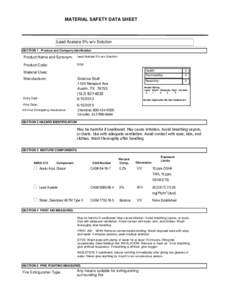 MATERIAL SAFETY DATA SHEET  Lead Acetate 5% w/v Solution SECTION 1 . Product and Company Idenfication  Product Name and Synonym: