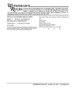 TITLE 16. ECONOMIC REGULATION  Filed with the Office of the Secretary of State on September 23, PART 3. TEXAS ALCOHOLIC BEVERAGE COMMISSION