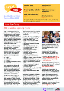 speak out SpeakOut E-newsletter Autumn Edition[removed]Headline Story