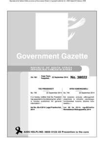 Reproduced by Sabinet Online in terms of Government Printer’s Copyright Authority No[removed]dated 02 February 1998  , Reproduced by Sabinet Online in terms of Government Printer’s Copyright Authority No[removed]dated