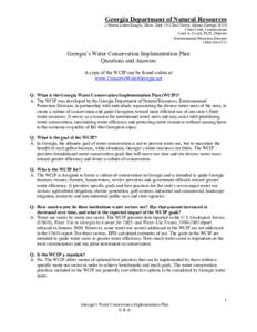 Georgia Department of Natural Resources  2 Martin Luther King Jr., Drive, Suite 1152 East Tower, Atlanta, Georgia 30334  Chris Clark, Commissioner  Carol A. Couch, Ph.D., Director  Environmental