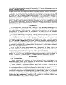 CONVENIO de Coordinación para la operación del Registro Público de Comercio, que celebran la Secretaría de Economía y el Estado de Chihuahua. Al margen un sello con el Escudo Nacional, que dice: Estados Unidos Mexic