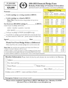 Financial Pledge Form  FYPLEDGE GOAL  Berkeley Fellowship of Unitarian Universalists