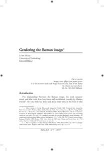 Gendering the Roman imago* Lewis Webb University of Gothenburg   Eius te suscitat