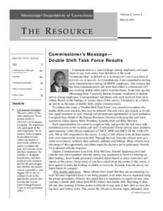 Mississippi Department of Corrections  Volume 5, Issue 3 March[removed]THE RESOURCE