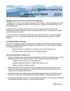 Education Property Tax  Alberta Fact Sheet 2014