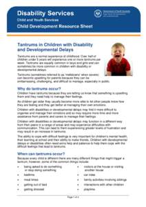 Tantrums in Children with Disability and Developmental Delays
