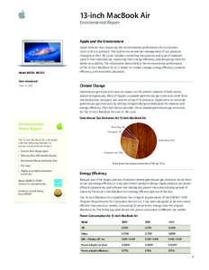 13-inch MacBook Air Environmental Report Apple and the Environment  Model MD231, MD232