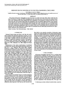 The Astrophysical Journal, 689: L161–L165, 2008 December 20 䉷 2008. The American Astronomical Society. All rights reserved. Printed in U.S.A. PROSPECTS FOR THE DETECTION OF THE DEEP SOLAR MERIDIONAL CIRCULATION D. C.