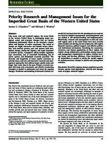 SPECIAL SECTION  Priority Research and Management Issues for the Imperiled Great Basin of the Western United States Jeanne C. Chambers1,2 and Michael J. Wisdom3 Abstract