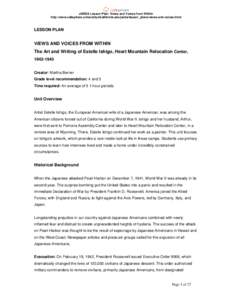 JARDA Lesson Plan: Views and Voices from Within http://www.calisphere.universityofcalifornia.edu/jarda/lesson_plans/views-and-voices.html LESSON PLAN  VIEWS AND VOICES FROM WITHIN