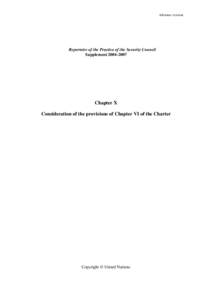 Advance version  Repertoire of the Practice of the Security Council Supplement[removed]Chapter X